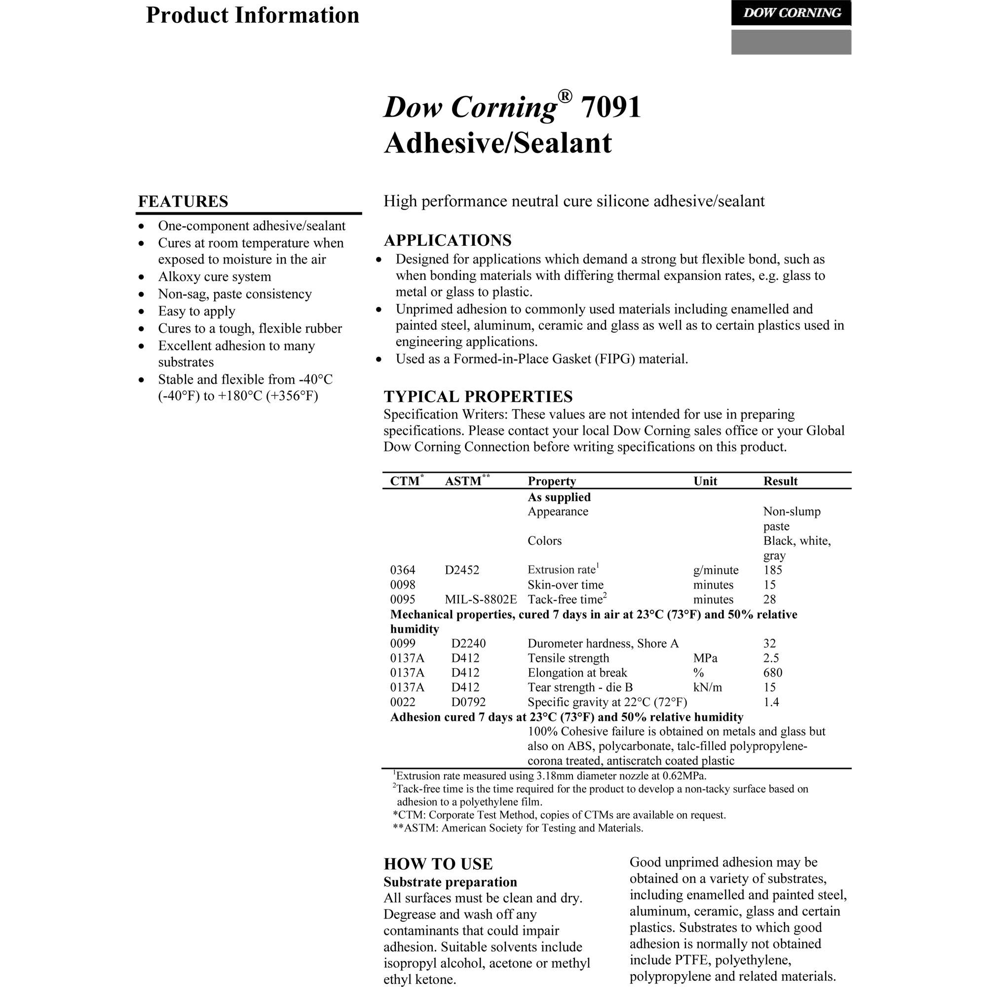 Dowsil 7091 Adhesive Sealant 310ml White Color by Dow Corning