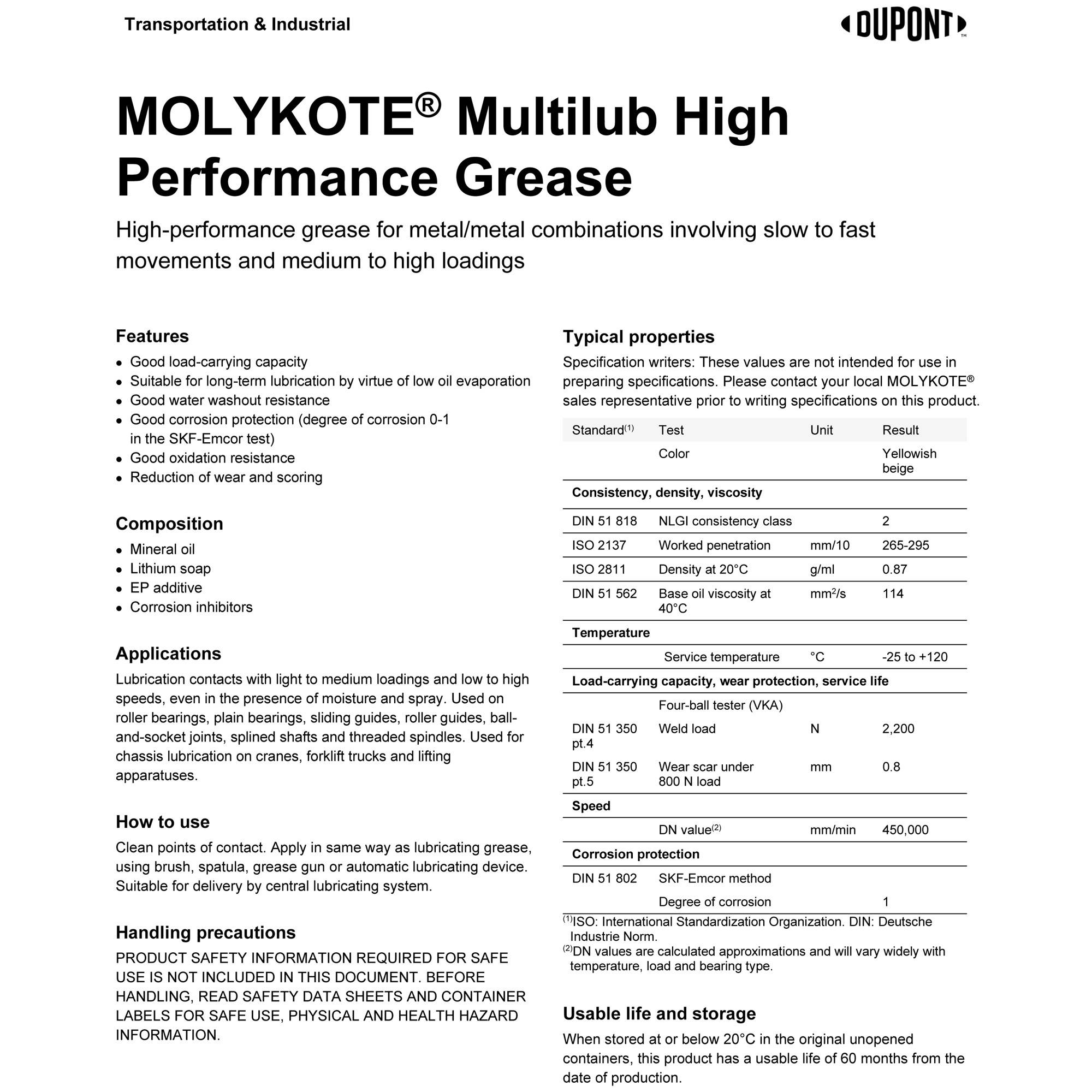 Molykote Multilub High Performance Grease 1Kg Tin By Dow Corning