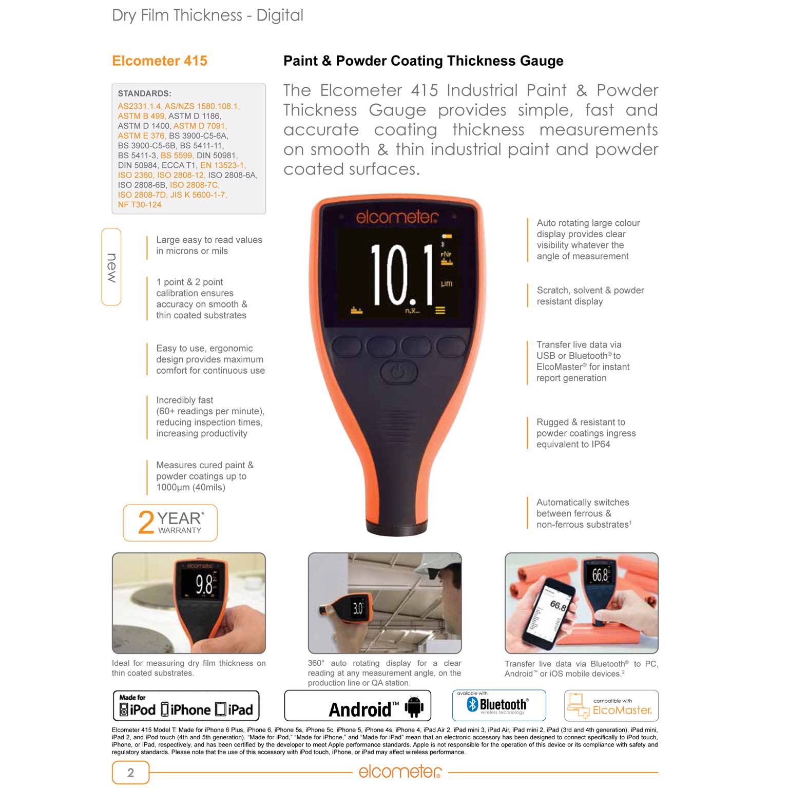 415 A415CFNFBI Integral Probe Coating Thickness Gauge Dual