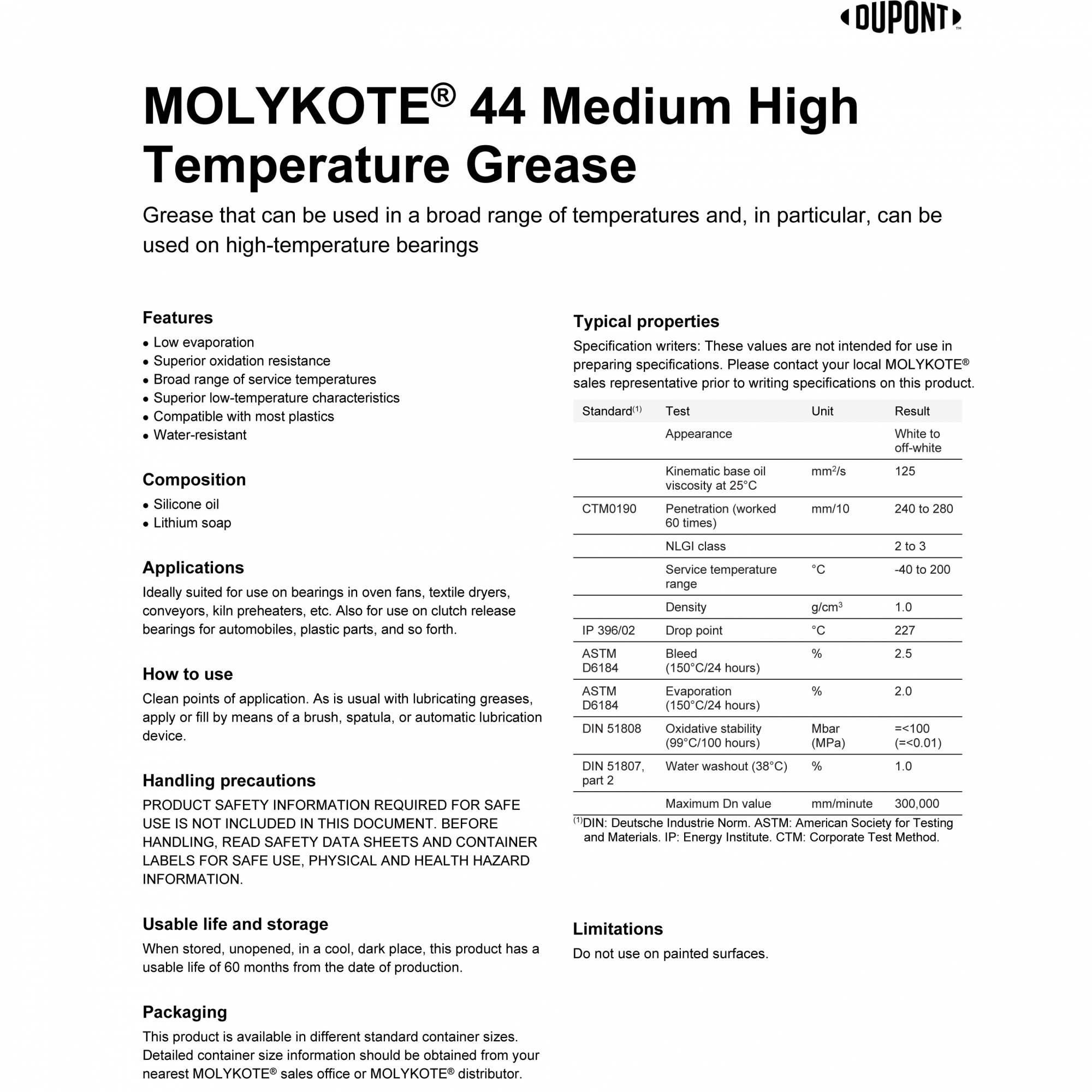 MOLYKOTE 44 Medium High Temperature Grease 44M 1KG by Dow Corning Malaysia Supplier