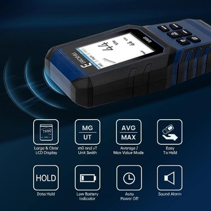 Testeur EMF ERICKHILL RT-100S - Détecteur Champs Magnétiques Et électriques - Rechargeable - Pour Maison, Bureau