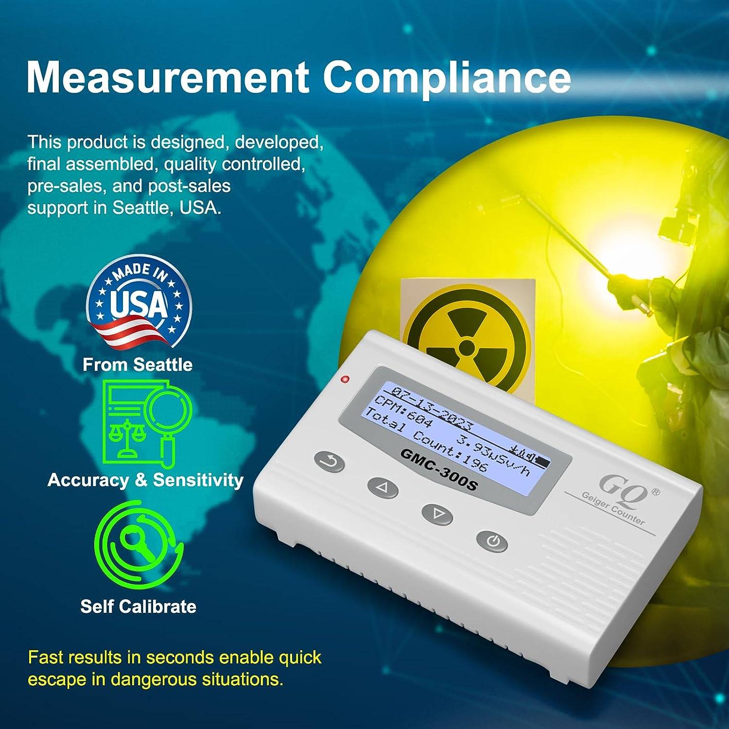 GQ GMC300S Digital Nuclear Geiger Counter Alpha Beta Gamma Tritium