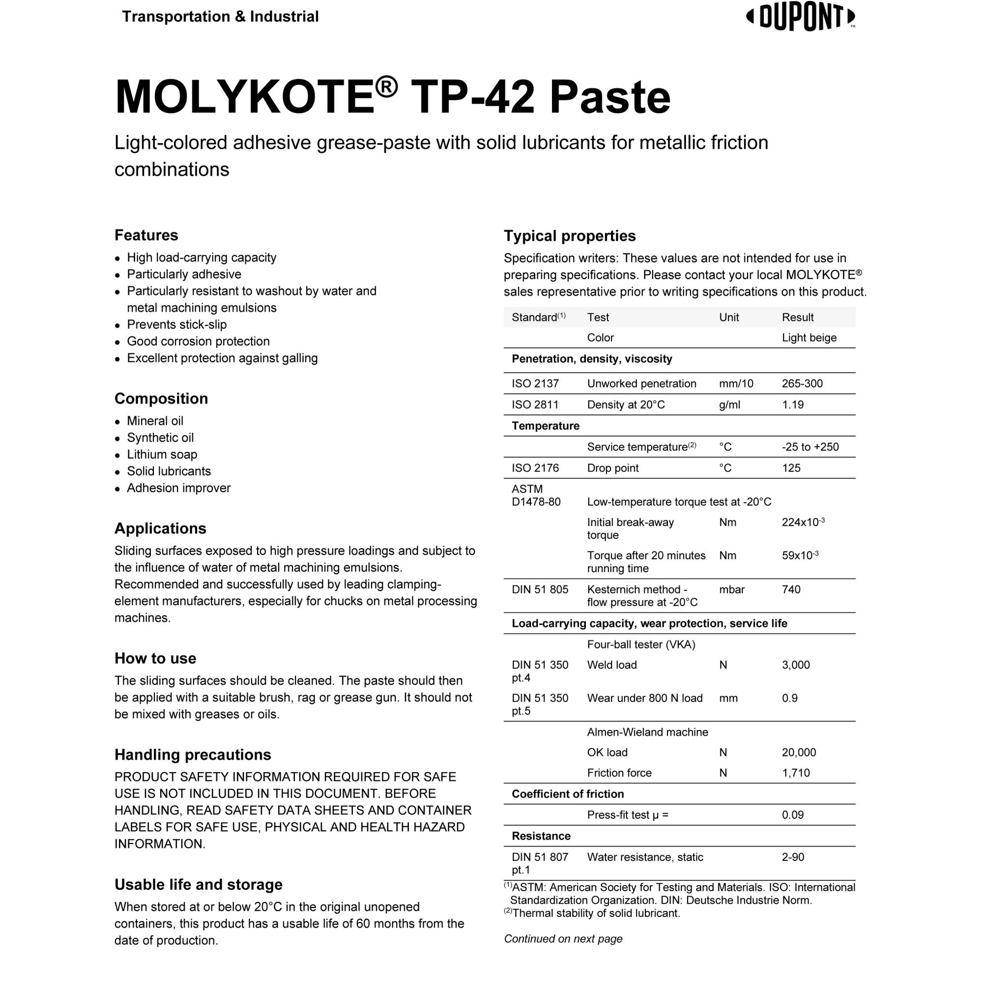 Molykote TP42 Grease TP 42 Chuck Paste 1Kg By Dupont Dow Corning