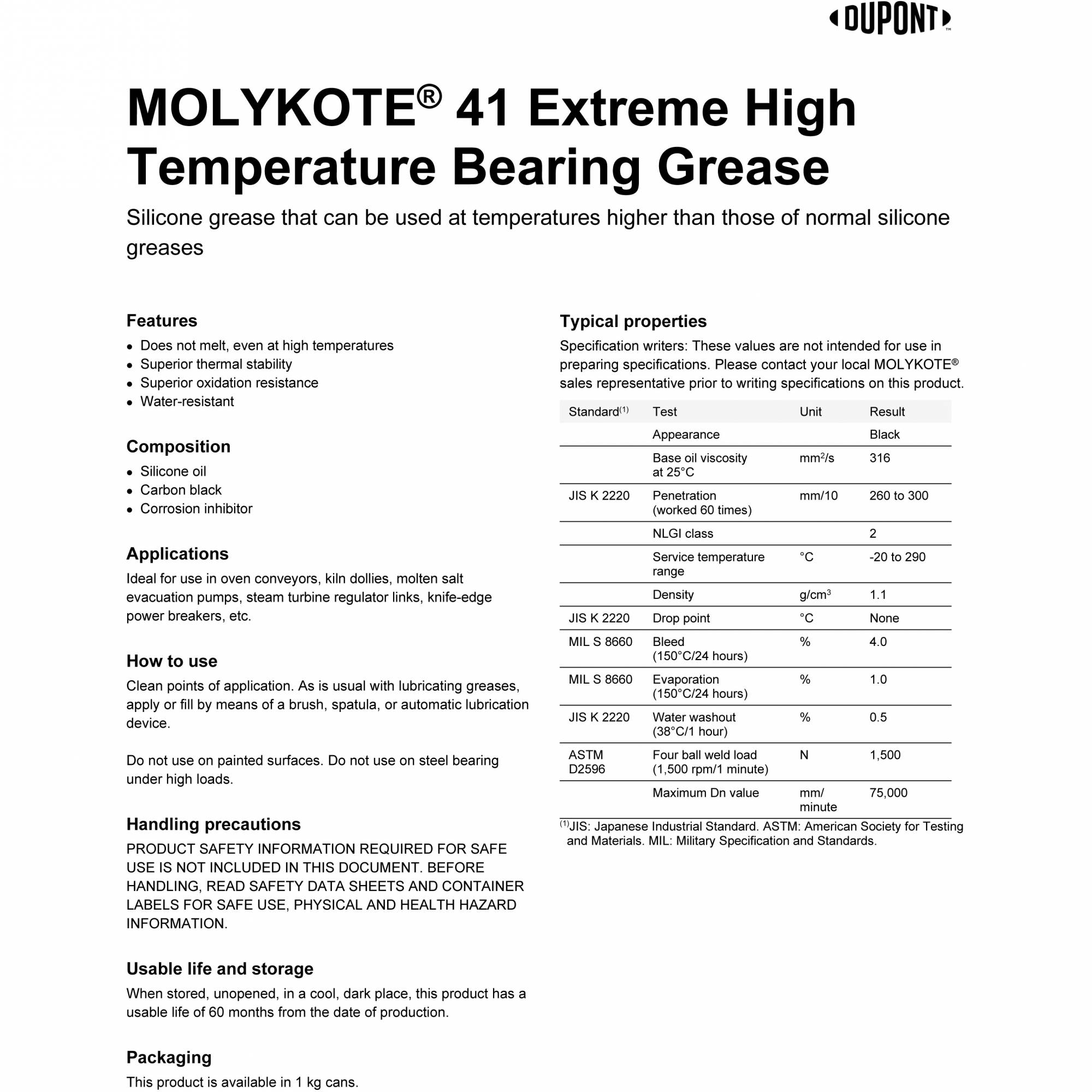 Molykote 41 Extreme High Temperature Bearing Grease 1Kg By Dupont Dow Corning Malaysia Supplier