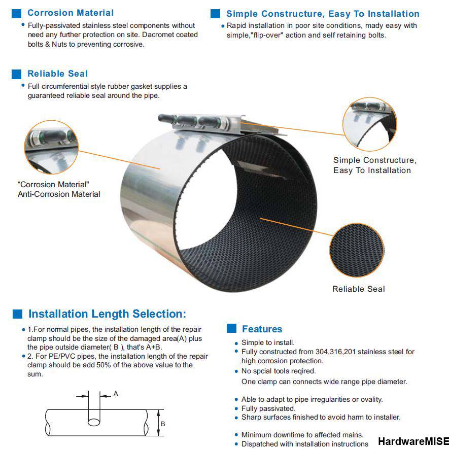 Pipe Repair Clamp Stainless Steel Ss304 304 No Leakage Malaysia Supplier