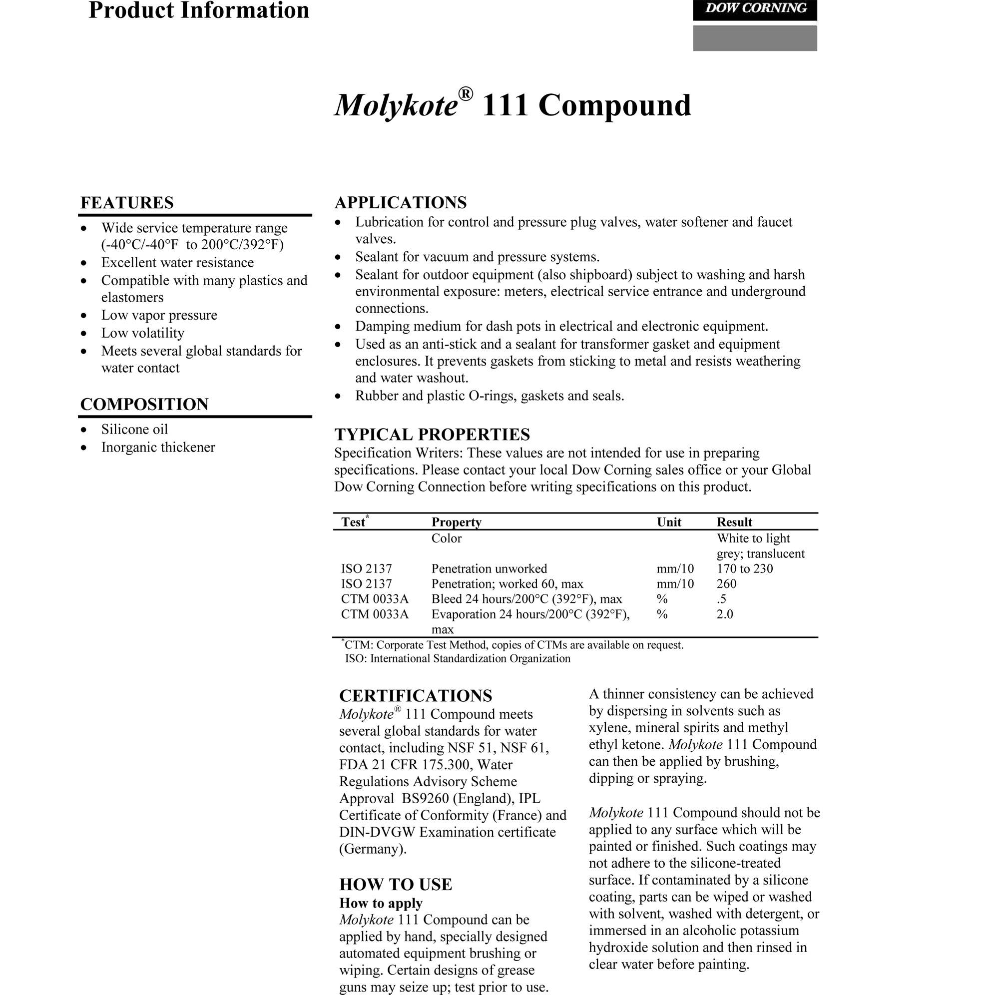 Molykote 111 Compound 3 6 Kg Pail By Dow Corning Malaysia Supplier