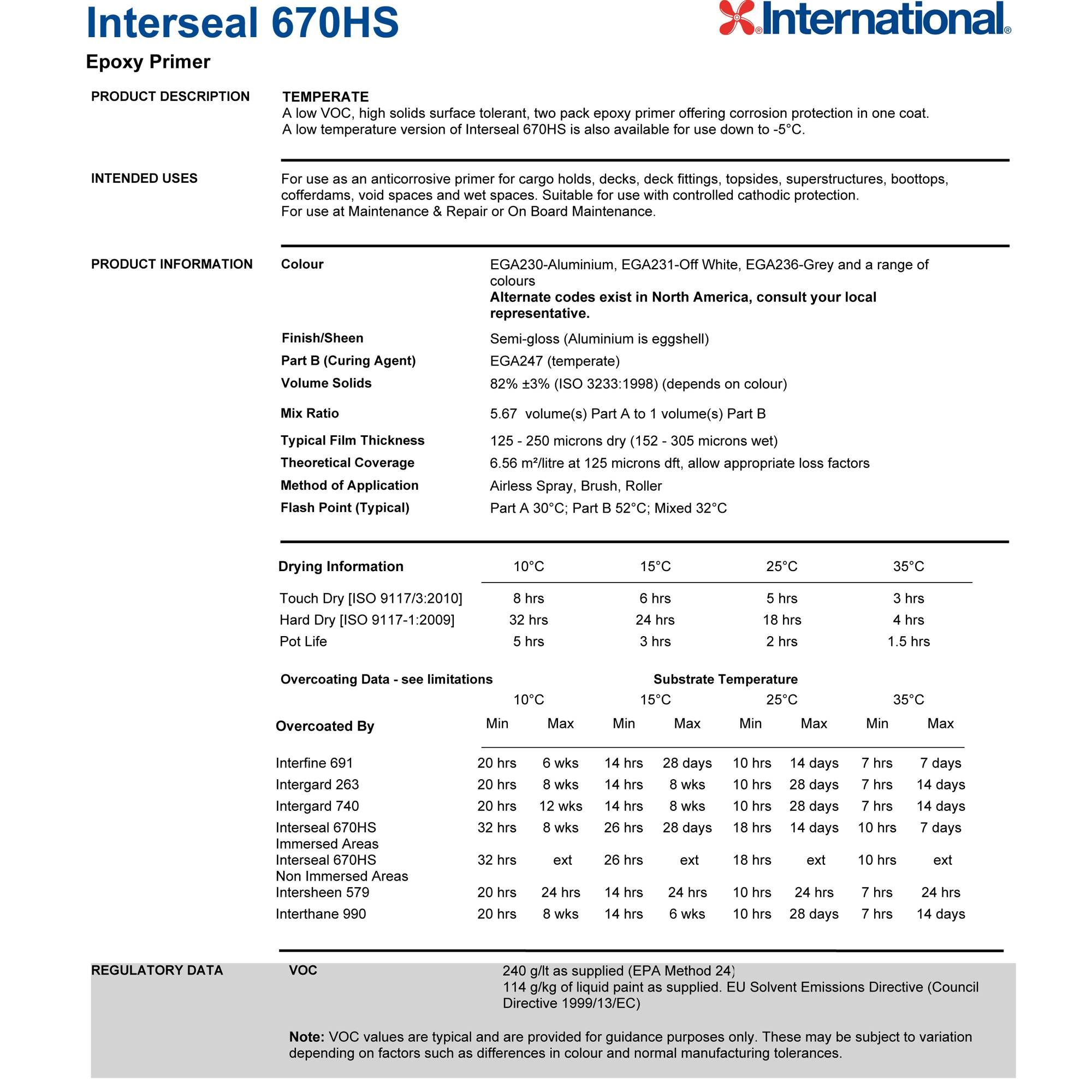 Interseal 670HS Epoxy Primer EGA236Grey Marine Coating International