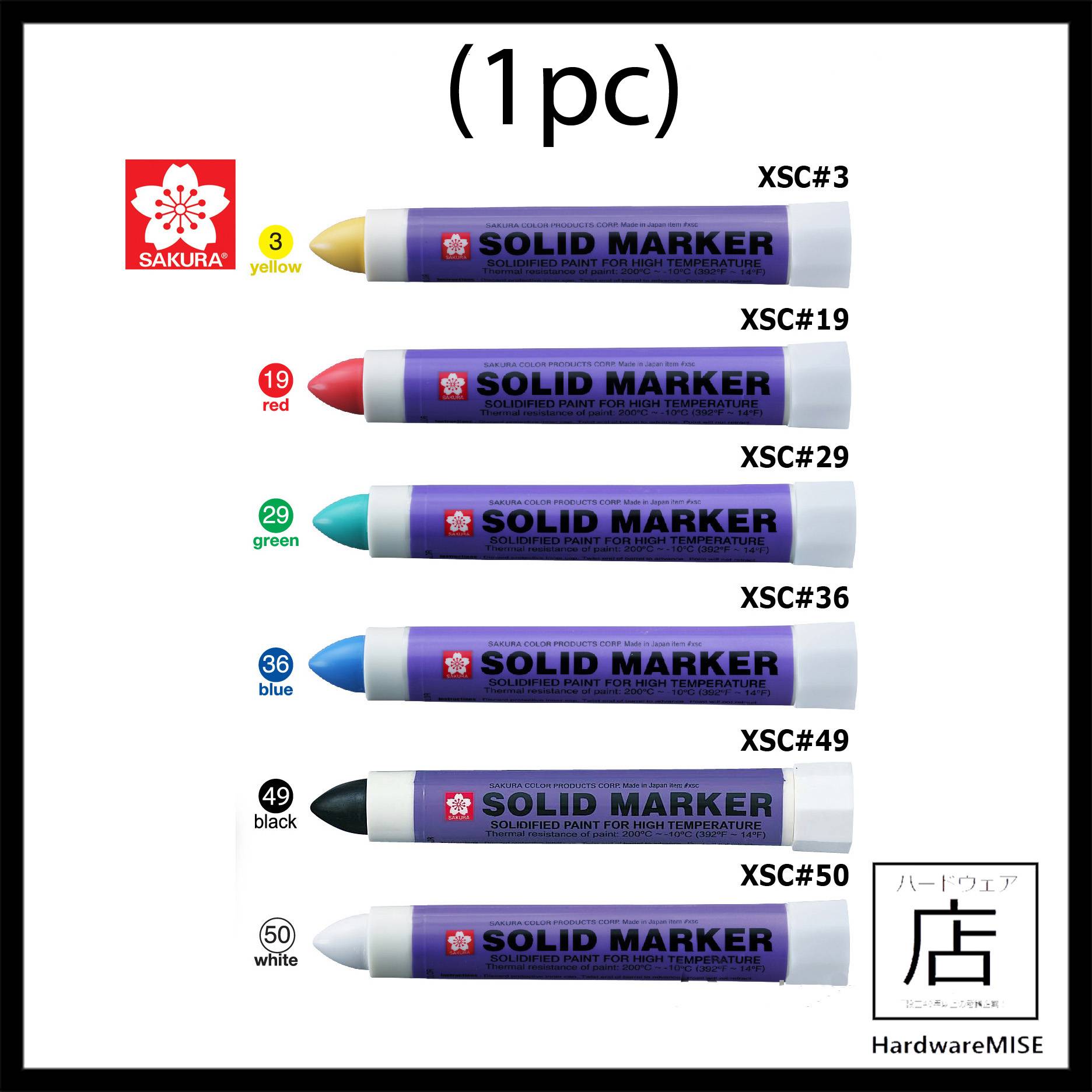 Sakura Solid Marker Industrial Markers Yellow Red Green Blue Black