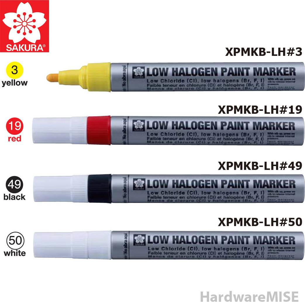 Sakura Low Halogen Paint Marker Yellow Red Black White Low Chloride