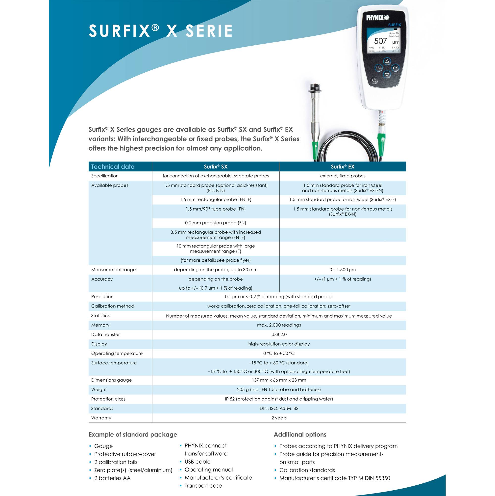 Phynix Coating Thickness Gauge Surfix SX + FN1.5 External Probe Ferrous