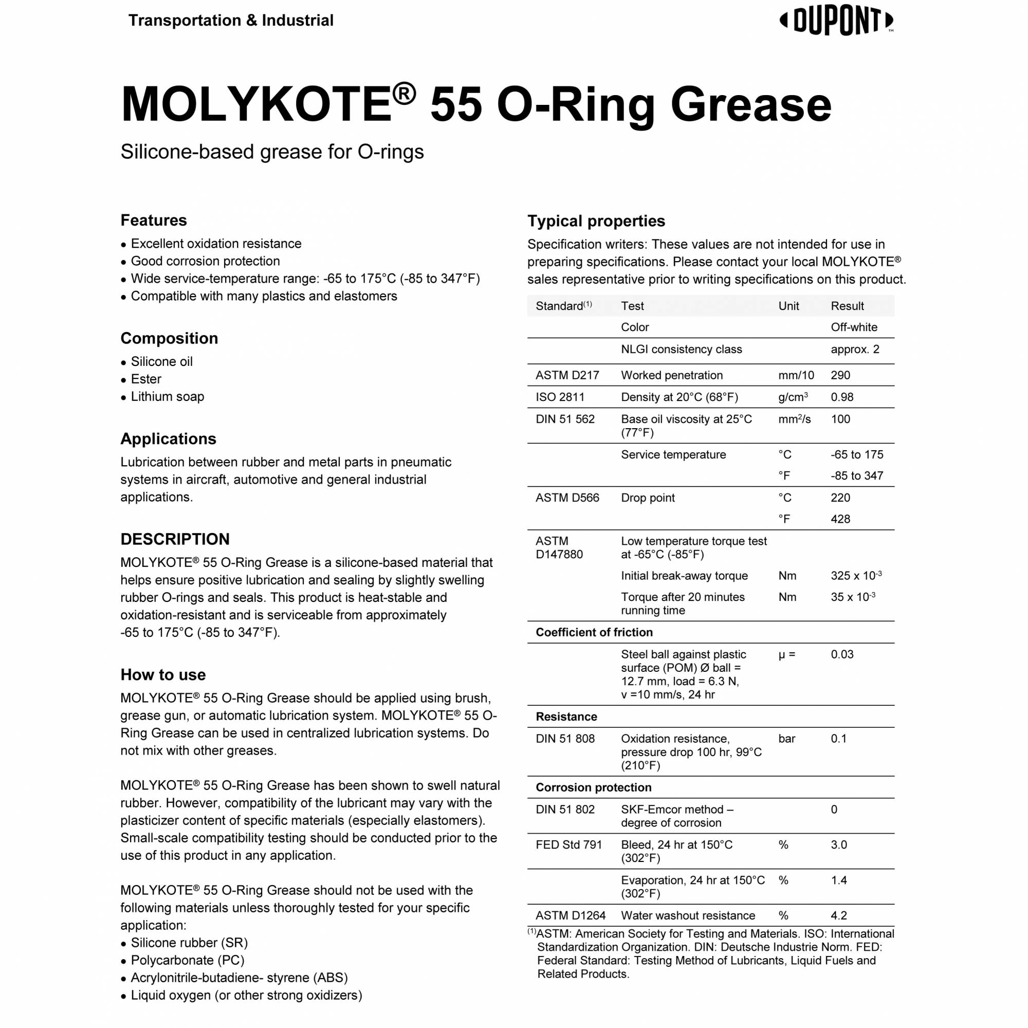 Molykote 55 O Ring Grease 100g tube Dupont Dow Corning High Performance