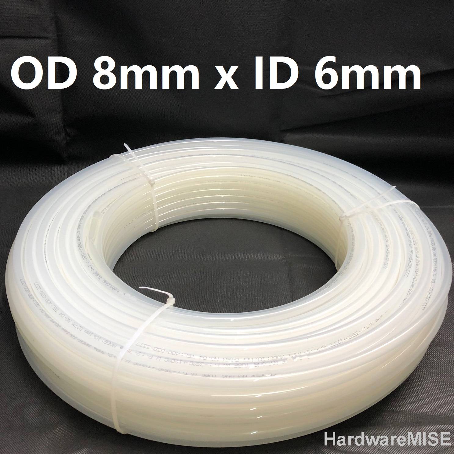 Nylon Tube 8mm x 6mm High Pressure White Nylon Tubing Pneumatic Air