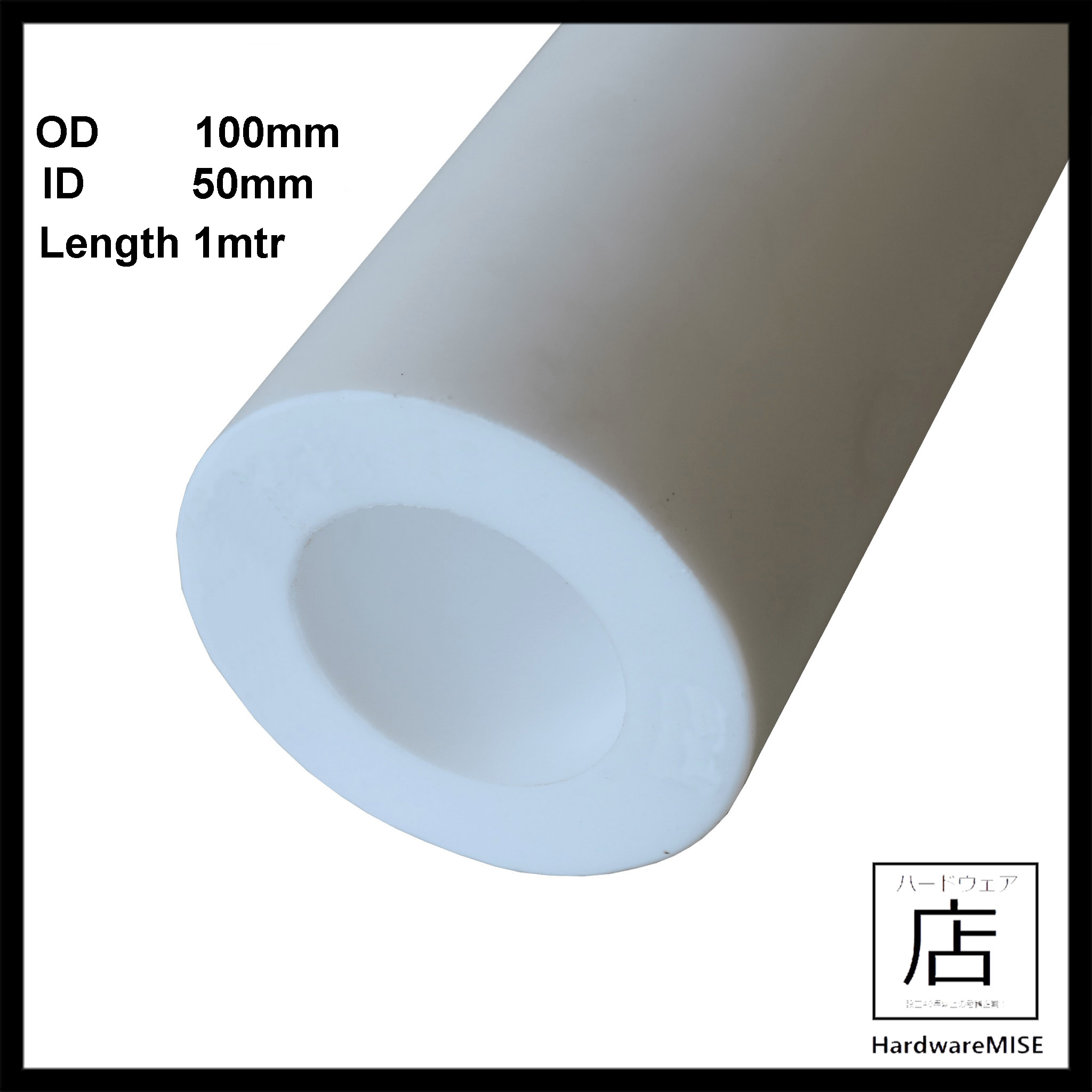 PTFE Hollow Rod OD 100mm x ID 70mm x 1mtr L White Color Tube Teflon Hollow Pipe Round Bar