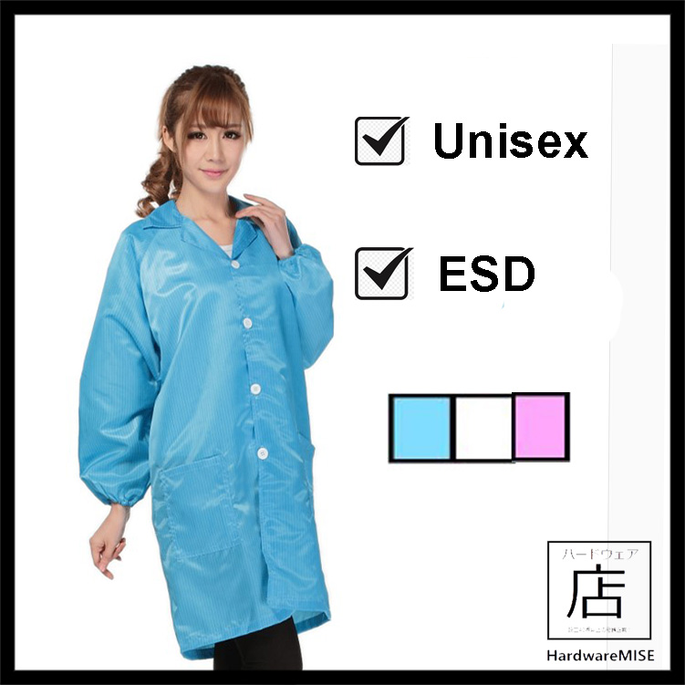 ESD Smock Cleanroom Anti Static Smock Lab Coat Blue White Pink Stripe