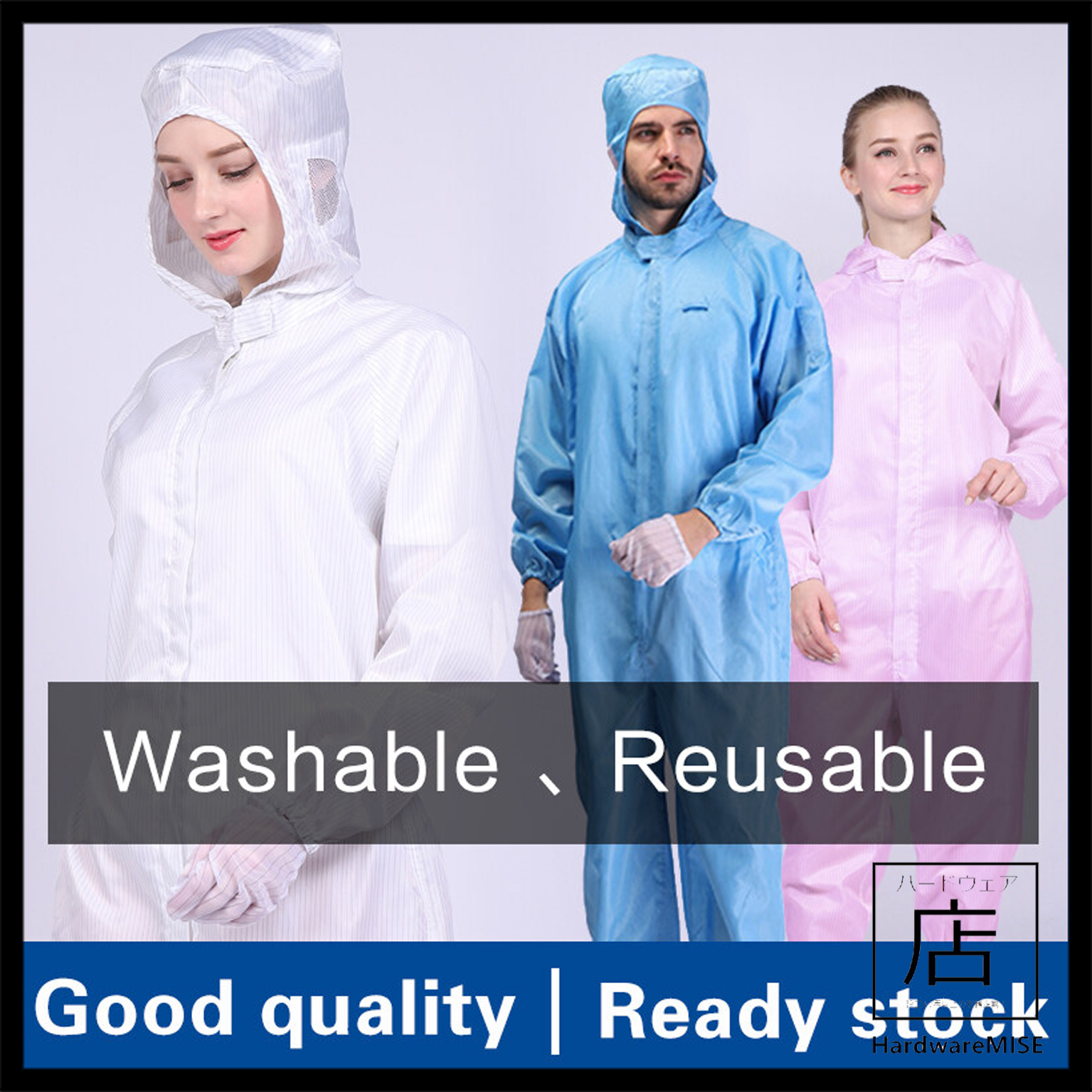 ESD PPE Jumpsuit Washable Autoclavable Reusable Anti Static Overall