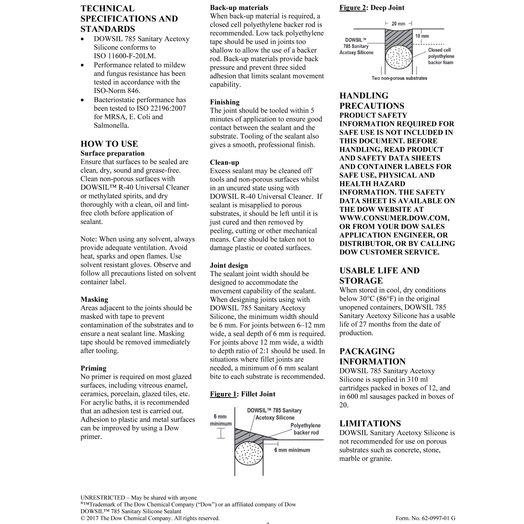 Dowsil 785 Dow Corning Bacteria Mildew Resistant Acetoxy Sanitary