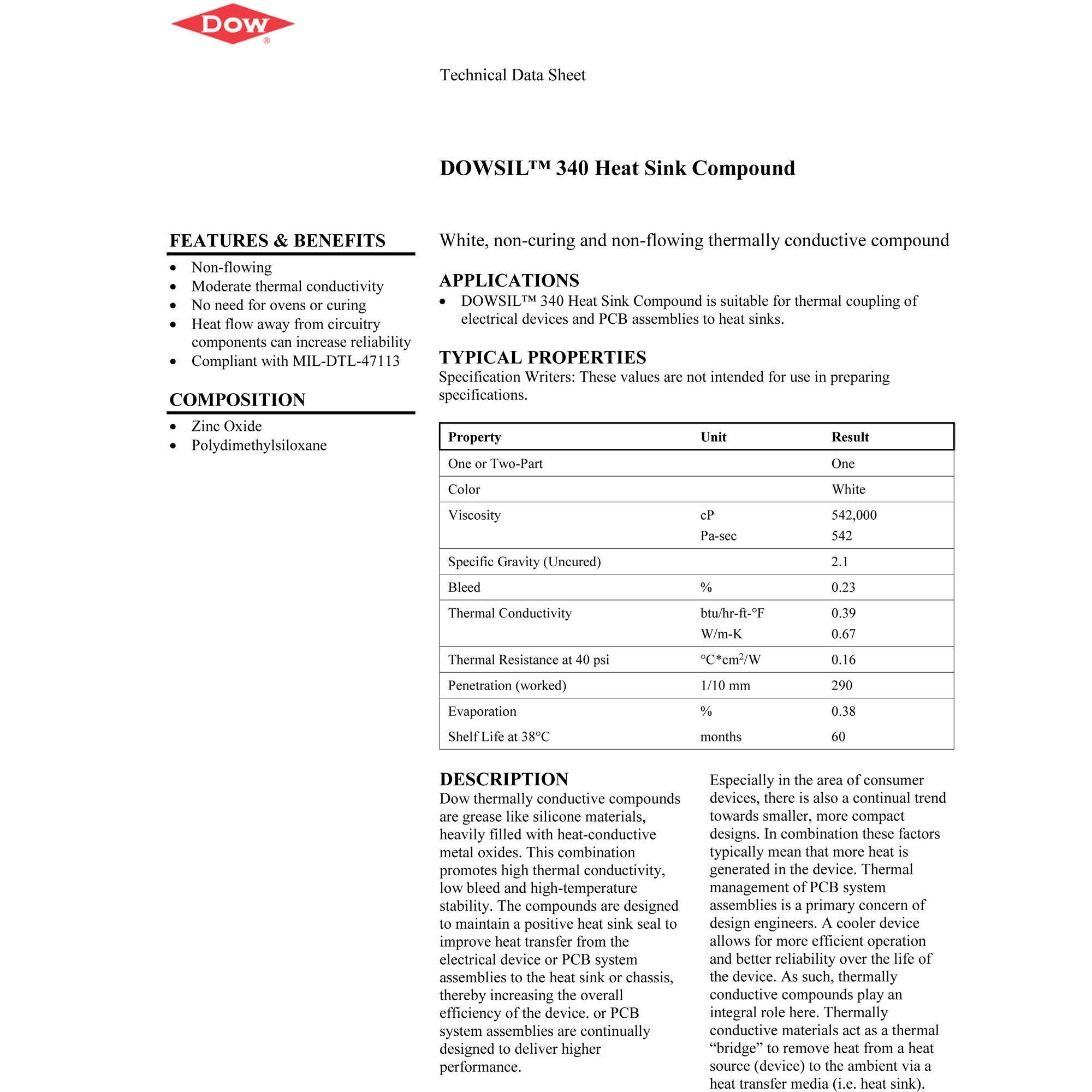 Dow Corning 340 Dowsil Heat Sink Compound Thermal Paste Heat Gel 100g