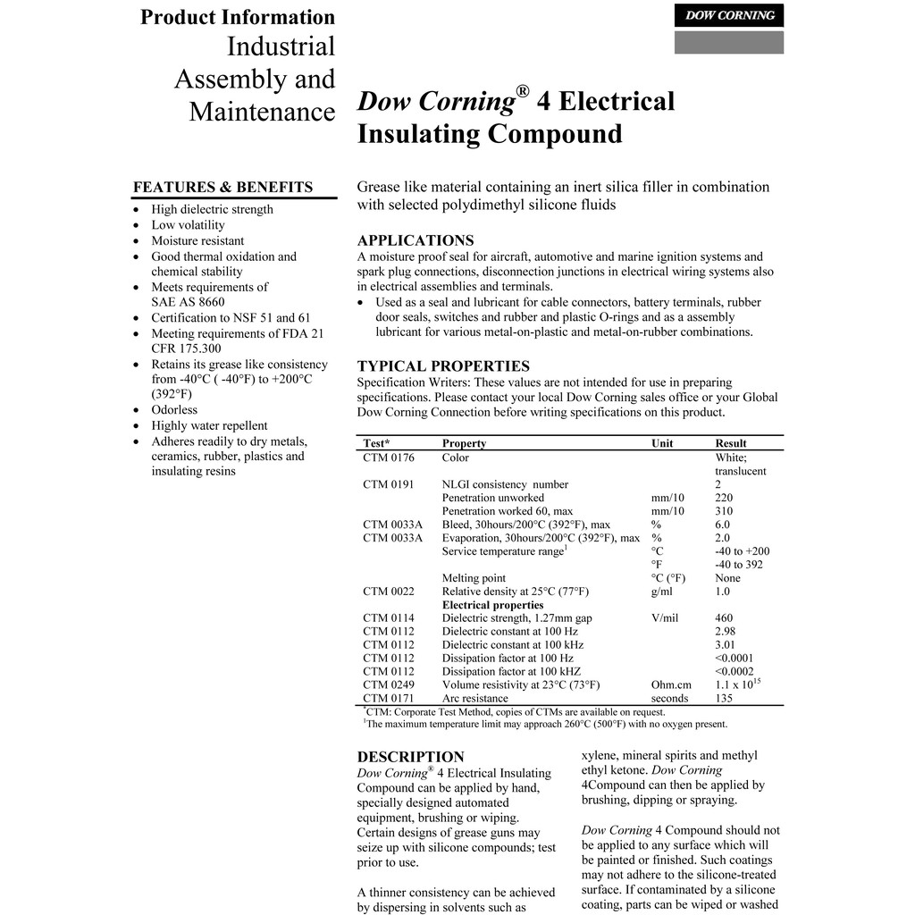 Dow Corning 4 Electrical Insulating Compound 150g Malaysia Supplier