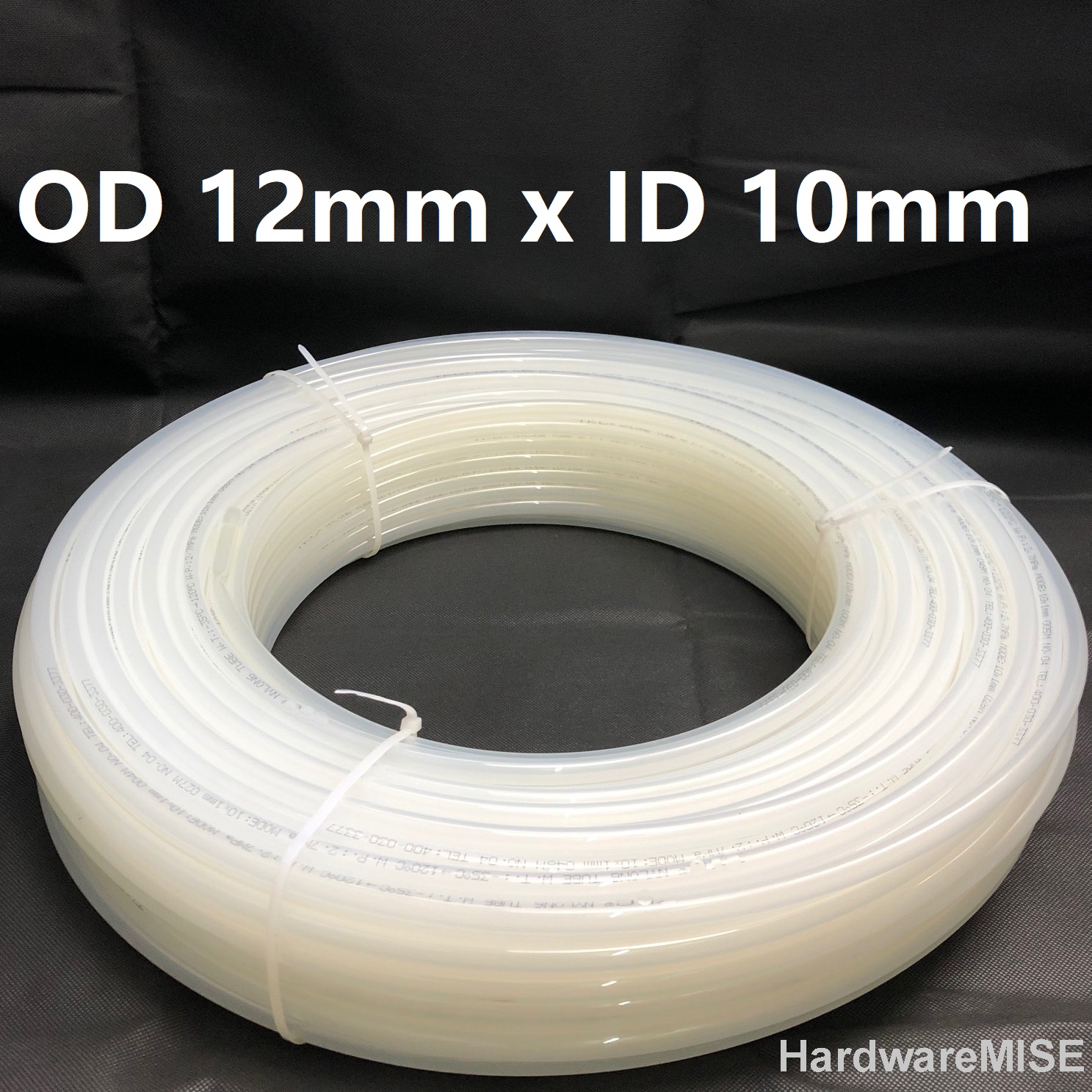 Nylon Tube 12mm x 10mm High Pressure White Nylon Tubing Pneumatic Air